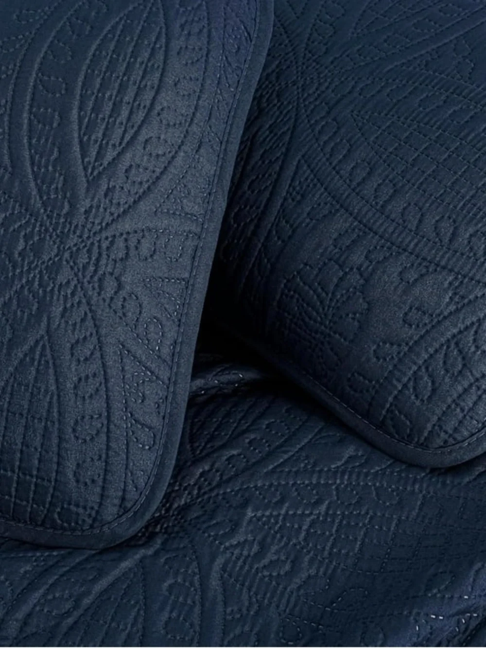 Navy Quilted king 3 piece Bedding Set -